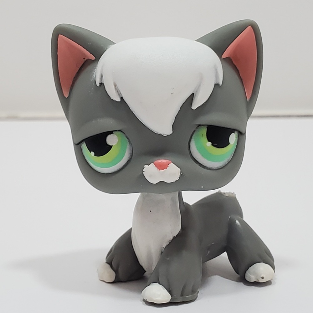 Littlest Pet Shop Authentic LPS #NO‎ NUMBER Grey Angora Cat Long Hair No Tail